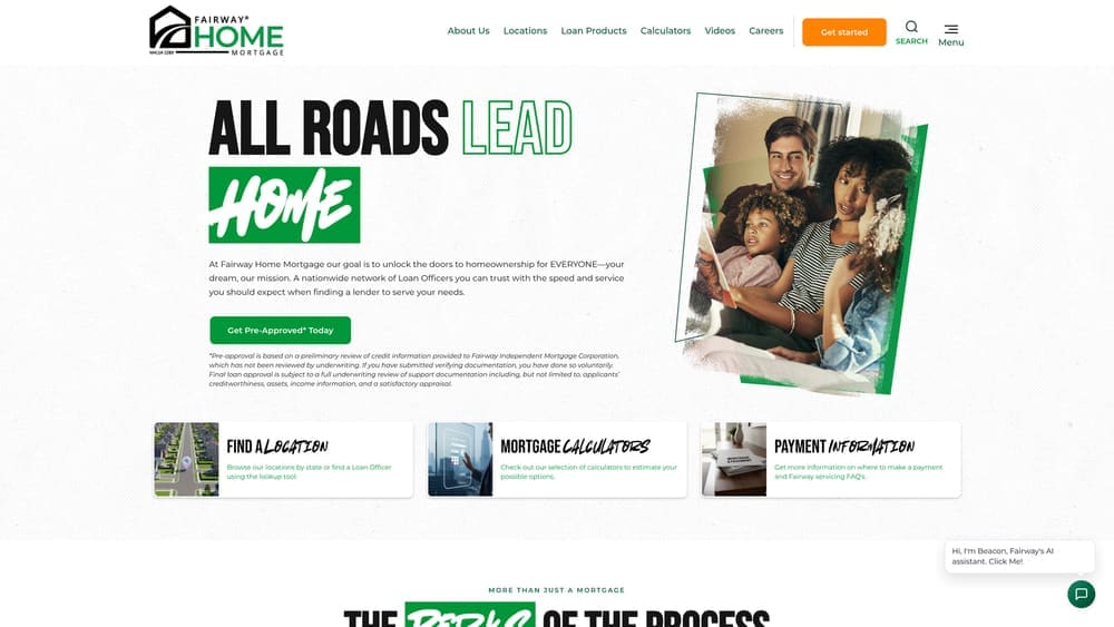 Screenshot of Fairway Independent Mortgage website