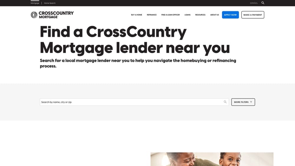 Screenshot of CrossCountry Mortgage website