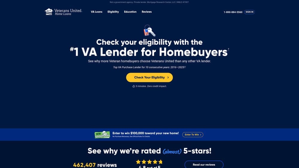 Screenshot of Veterans United website