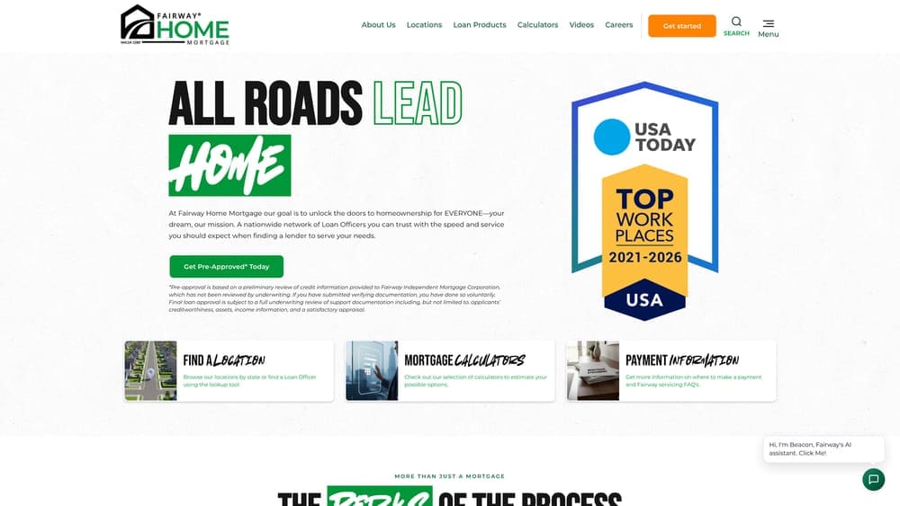 Screenshot of Fairway Independent Mortgage website
