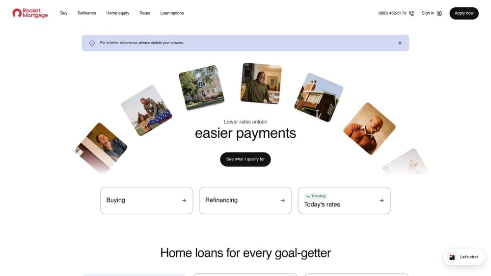 Screenshot of Rocket Mortgage website