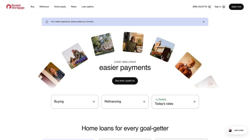 Screenshot of Rocket Mortgage website
