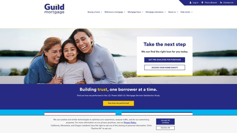 Screenshot of Guild Mortgage website