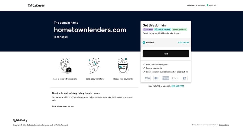 Screenshot of Hometownlenders website