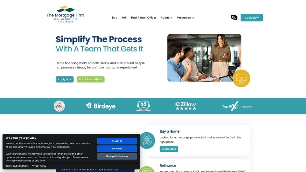 Screenshot of Mortgagefirm website