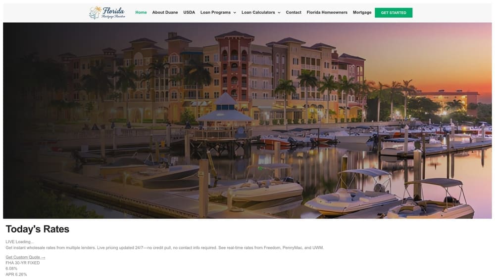 Screenshot of Florida Mortgage Maestro by Duane Buziak website