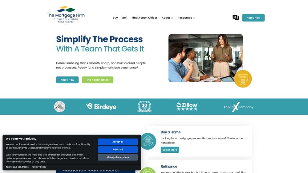 Screenshot of Mortgagefirm website